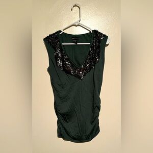 Moda International Sequin Embellished Green Top